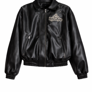 ICEY Lifestyle Faux Leather Bomber Jacket for Unisex